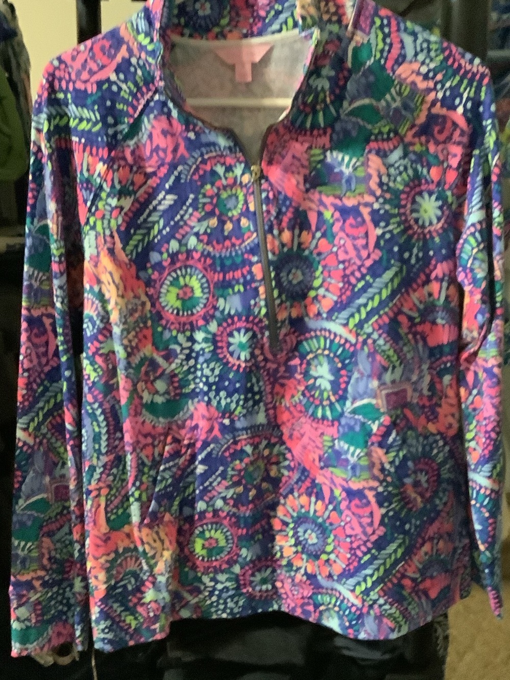 Lilly Pulitzer Pink, Blue & Green Floral Half-Zip Sweatshirt